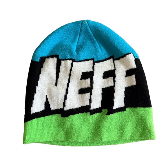 Neff Men s Skull Cap Beanie Blue and Green OSFM - Picture 1 of 2